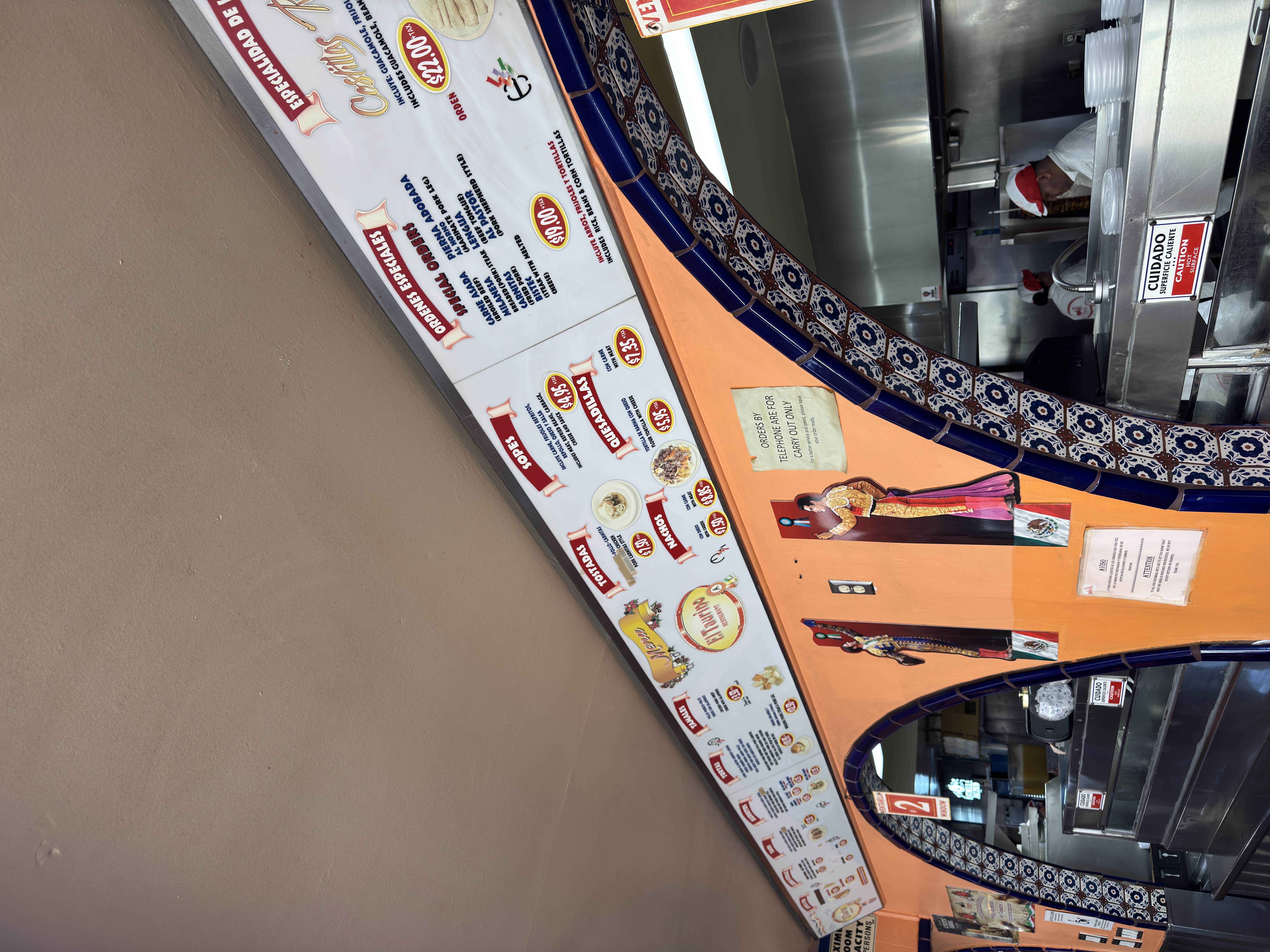 Detailed menu at El Taurino restaurant