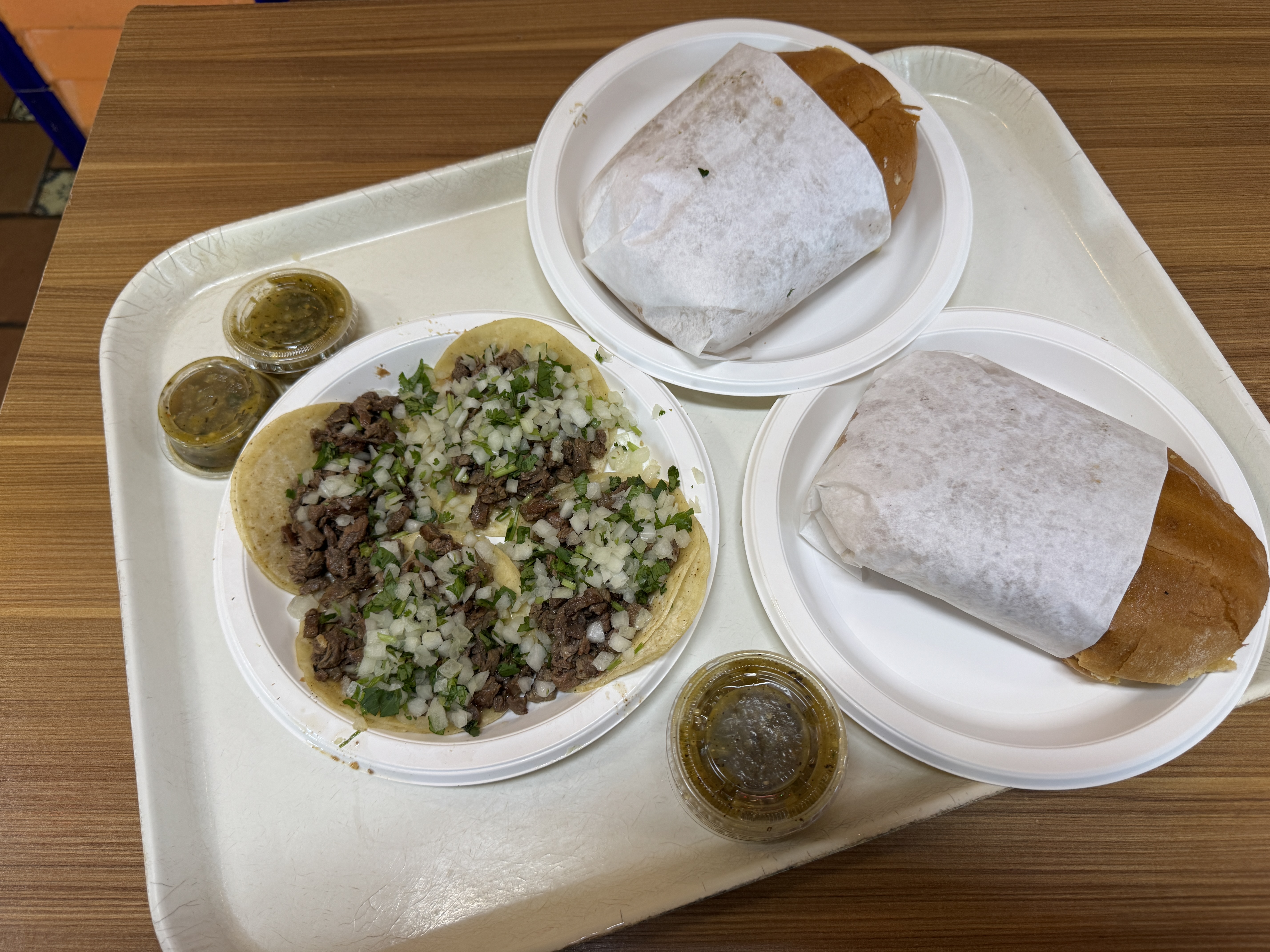 Tacos and burritos at El Taurino restaurant