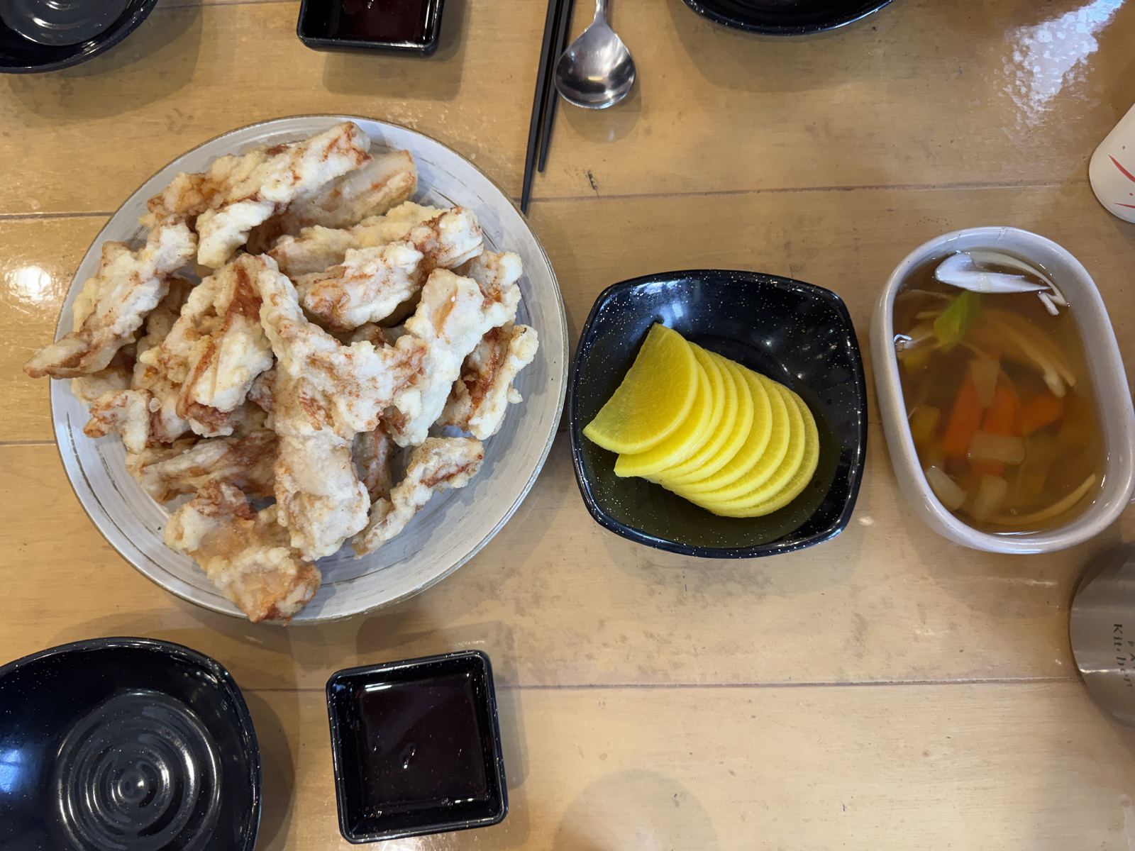 A table full of Tangsuyuk and Jjampong